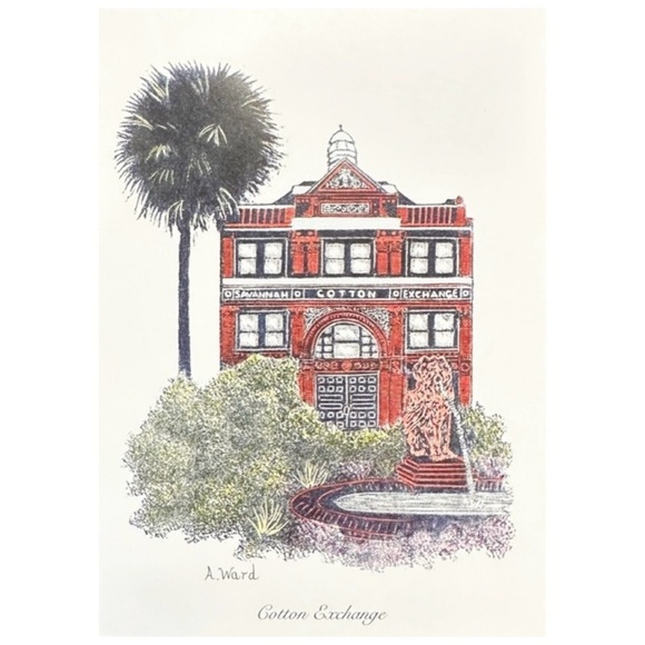 Hand Painted Historical Savannah Georgia Art Card - Picture 3 of 7